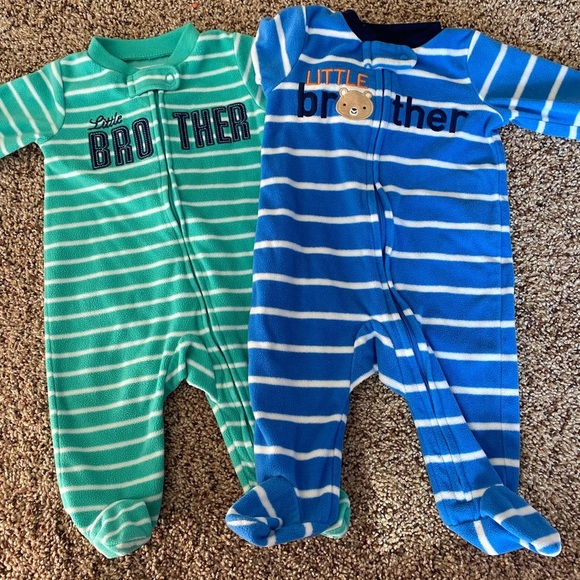 Carter's Other - Lot of 2 little brother sleepers 0-3 month fleece footie pajamas Carter’s baby